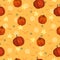 Seamless patern with orange pumpkin and polka dots.