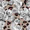 Seamless patterm roses with leopand newspaper style