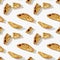 Seamless patterm from traditional Italian almond biscotti cookies close up. Homemade sweet cantuccini