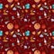 Seamless pattern_3_of childrens drawings in flat style on space