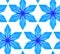 Seamless pattern with 3d blue origami snowflakes in row on white background. Vector texture