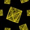 Seamless pattern 3D cube of interwoven lines yellow, network, illustration