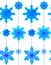 Seamless pattern with 3d hanging blue origami snowflakes on white background. Vector texture