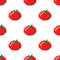 Seamless pattern with 8 bit pixel tomato on a white background. Vector illustration. Old school computer graphic style