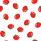 Seamless pattern with 8 bit pixel tomato on a white background. Vector illustration. Old school computer graphic style