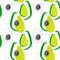 Seamless pattern with Abstract avocado illustration with black line in vector on white