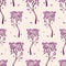 Seamless pattern of abstract blooming garden cherry trees