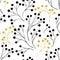 Seamless pattern with abstract branches black beige on white