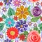 Seamless pattern with abstract bright flowers. Vector, EPS10