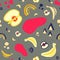 seamless pattern. abstract composition of fruits and vegetables in the Doodle style.