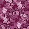 Seamless pattern with abstract curls, fruits and berries in pink