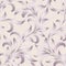 Seamless pattern of abstract floral ornament with curled leaves. Engraving style.