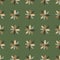 Seamless pattern with abstract flowers. Autumn tones petal and green background. Botanical wallpaper