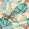 Seamless pattern with abstract flowers and decorat