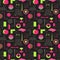 Seamless pattern with abstract geometric shapes, bold elements. Inspired by brutalism, retro futurism style. For web