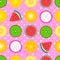 Seamless pattern Abstract girly texture of fruit slices. Vector illustration isolated on pink background