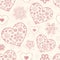 Seamless pattern with abstract hearts