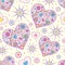 Seamless pattern with abstract hearts