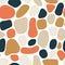 Seamless pattern abstract organic shapes Terrazzo mosaic style. Contemporary geometric repeating background. Modern collage