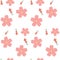 Seamless pattern with abstract sakura flowers notes and floral stringed violins on white background. Creative color floral surface