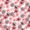 Seamless pattern with abstract sea urchin silhouettes. Isolated ocean backdrop with pink, red and maroon color pompon elements