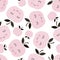 Seamless pattern with abstract smiling apples