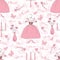 Seamless pattern with accessories of a princess
