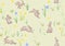 Seamless pattern, ackground with spring flowers and rabbits, hares.