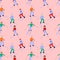 Seamless pattern with active skiing people wearing winter clothes