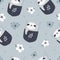 Seamless pattern with adorable sloth in pockets.