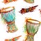 Seamless pattern with african drum tam tam