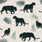 Seamless pattern with African  panther animal. Creative tropical texture for fabric, wrapping, textile, wallpaper, apparel.