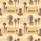 Seamless pattern with African women in scarf, palms and inscription `africa`.
