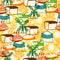 Seamless pattern with agricultural objects