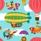 Seamless pattern with air transports
