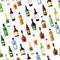 Seamless pattern with alcohol bottles