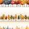 Seamless pattern of all seasons trees for wall paper, border or web design. Generative AI