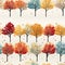 Seamless pattern of all seasons trees for wall paper, border or web design. Generative AI