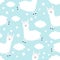 Seamless Pattern. Alpaca llama jumping. Cloud star in the sky. Cute cartoon kawaii funny smiling baby character. Wrapping paper,