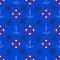 Seamless pattern with anchors  lifebuoys and steering wheels