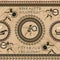 Seamless pattern with ancient greek letters, ships, fighting people and ornament.