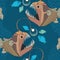 Seamless pattern with Angler fish or monkfish with lantern.