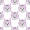 Seamless pattern animal hare face. Funny head muzzle