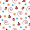 Seamless pattern with animal ladybird and bird