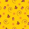 Seamless pattern with animal ladybird and bird