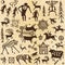 Seamless pattern. Animation image of ancient rock paintings.