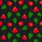 Seamless pattern with anthurium flowers and leaves.