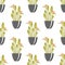 Seamless pattern with antique vases green plants background decorative pot design classic pottery container vector