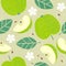 Seamless pattern. Apple juicy fruits leaves and flowers.