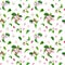 Seamless pattern with apple tree blooms. Watercolor illustration isolated on white background.